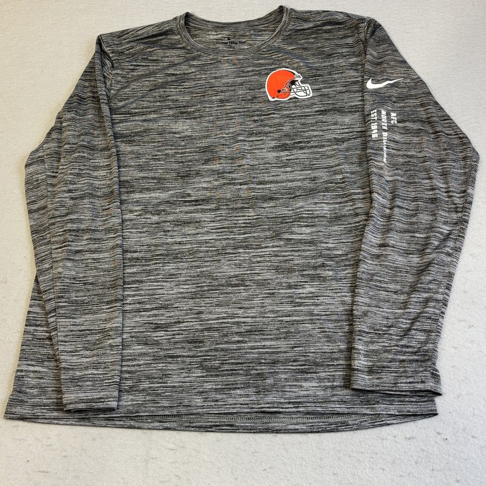 Nike Cleveland Browns Shirt Mens Large Grey Long Sleeve Dri-FIT NFL Sportswear